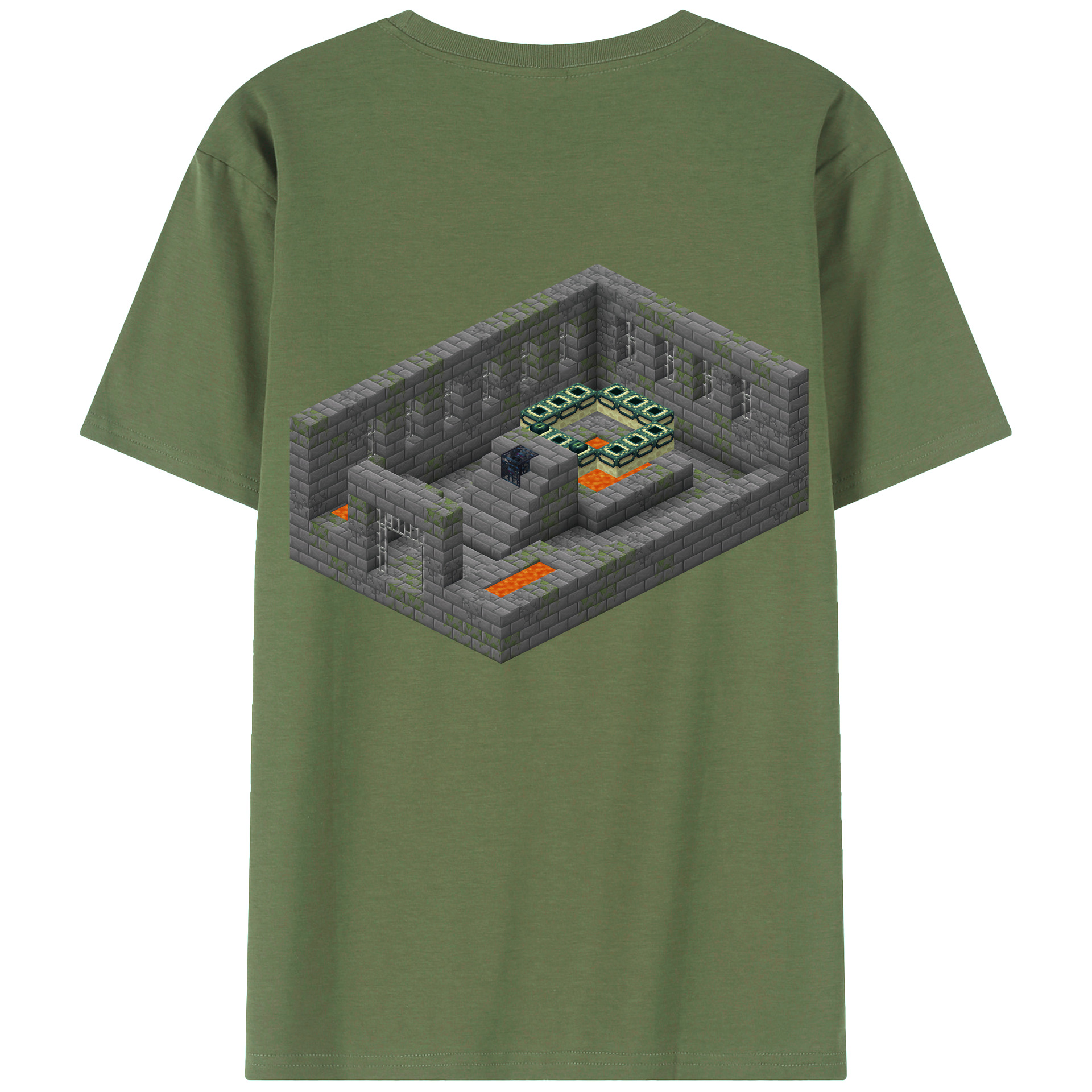 （画像用） マインクラフト ブロックの世界 Minecraft MC Block world 綿100％ メンズ半袖Tシャツ（バックプリント） 通気性